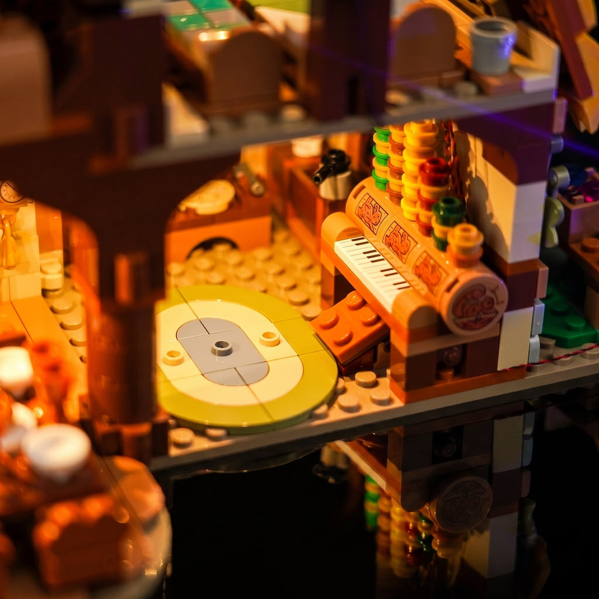 Bright My Bricks LED lighting kit for LEGO® Disney Snow White Cottage #43242 — night-mode display glow