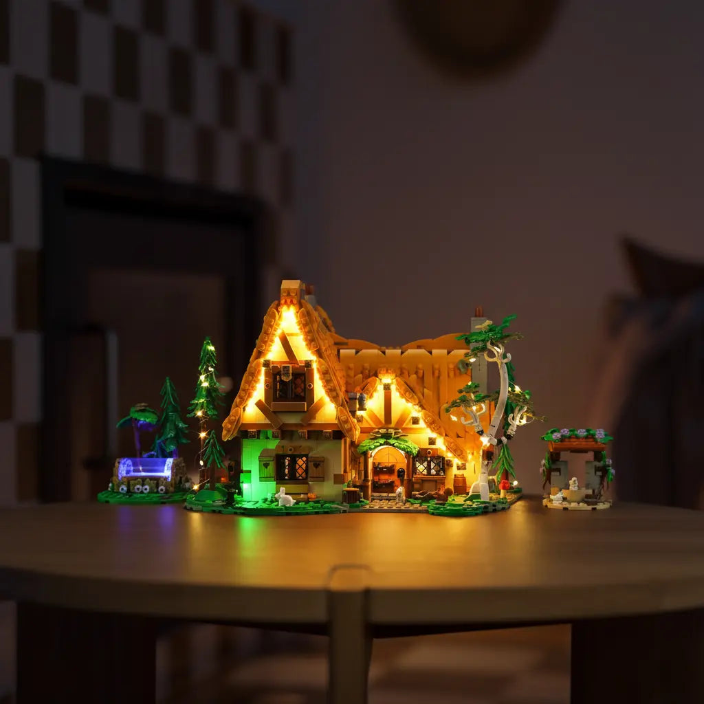 Bright My Bricks display light kit for LEGO® Disney Snow White Cottage #43242 — warm LED glow detail
