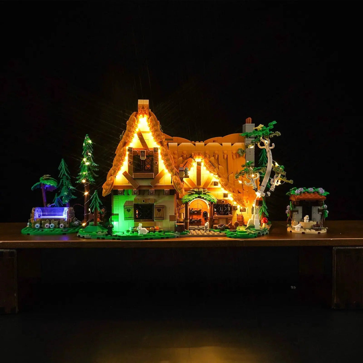 LED lights for LEGO® Disney Snow White Cottage #43242, display lighting in a dark room