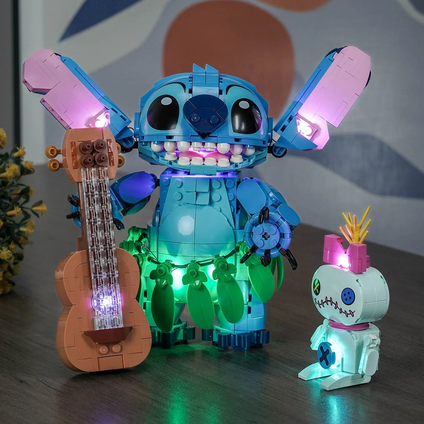 LEGO® Disney Stitch and Scrump #43296 — warm LED glow detail (RGB LED light kit)