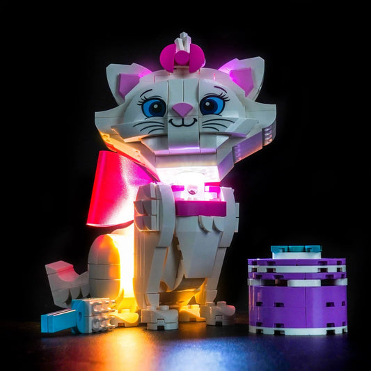 Bright My Bricks LED light kit for LEGO® Disney The Aristocats Adorable Marie #43286 — before-and-after lighting