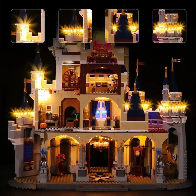LED lights for LEGO® Disney The Disney Castle #71040, fully illuminated on display