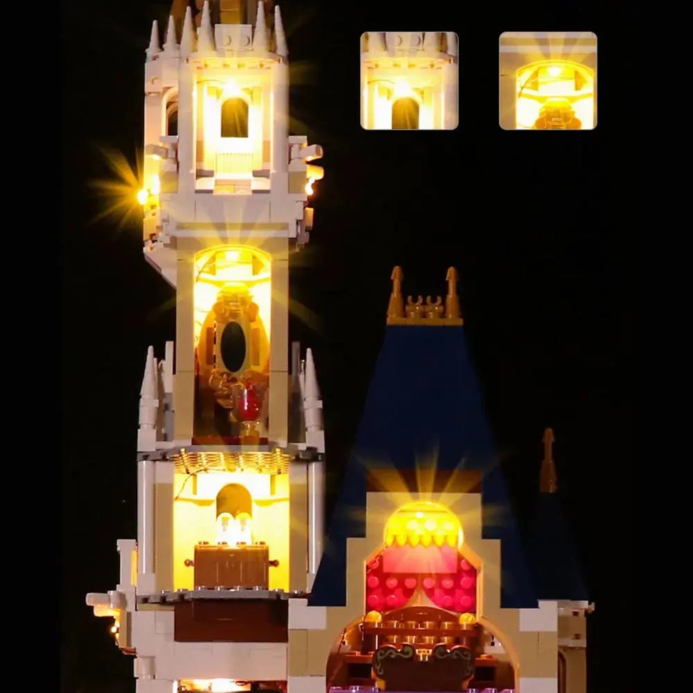 Bright My Bricks LED light kit for LEGO® Disney The Disney Castle #71040 — LED strips and bricks detail