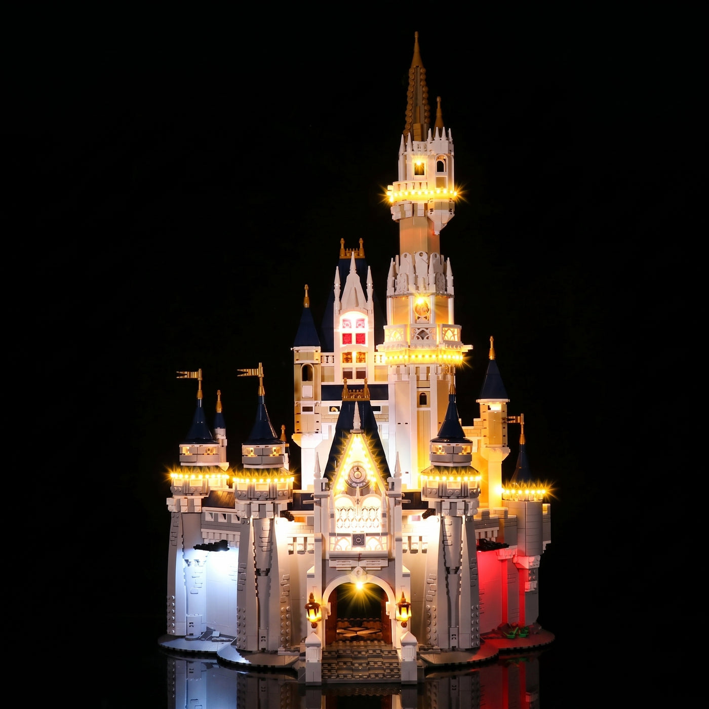 premium LED light kit for LEGO® Disney The Disney Castle #71040, installed and glowing