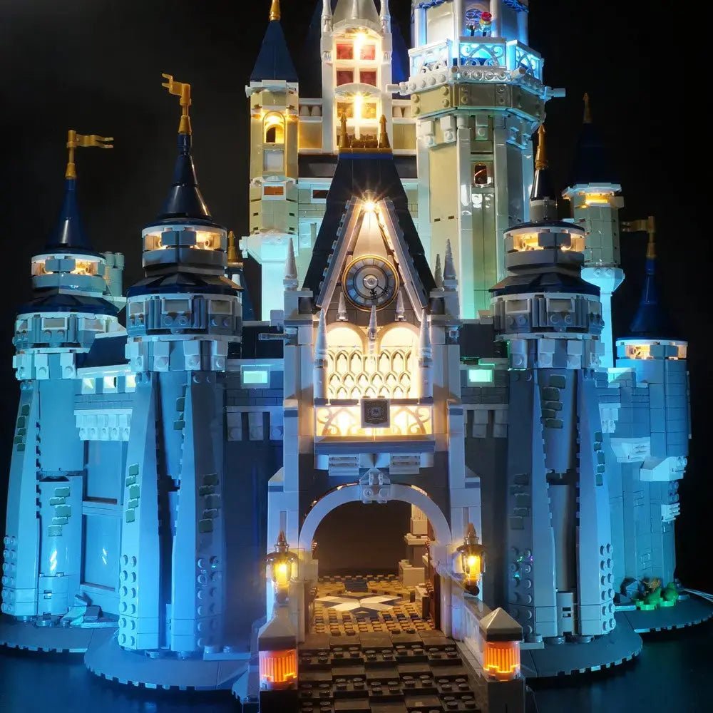 close-up of the LED lighting detail: Bright My Bricks USB-powered LED light kit for LEGO® Disney The Disney Castle #71040