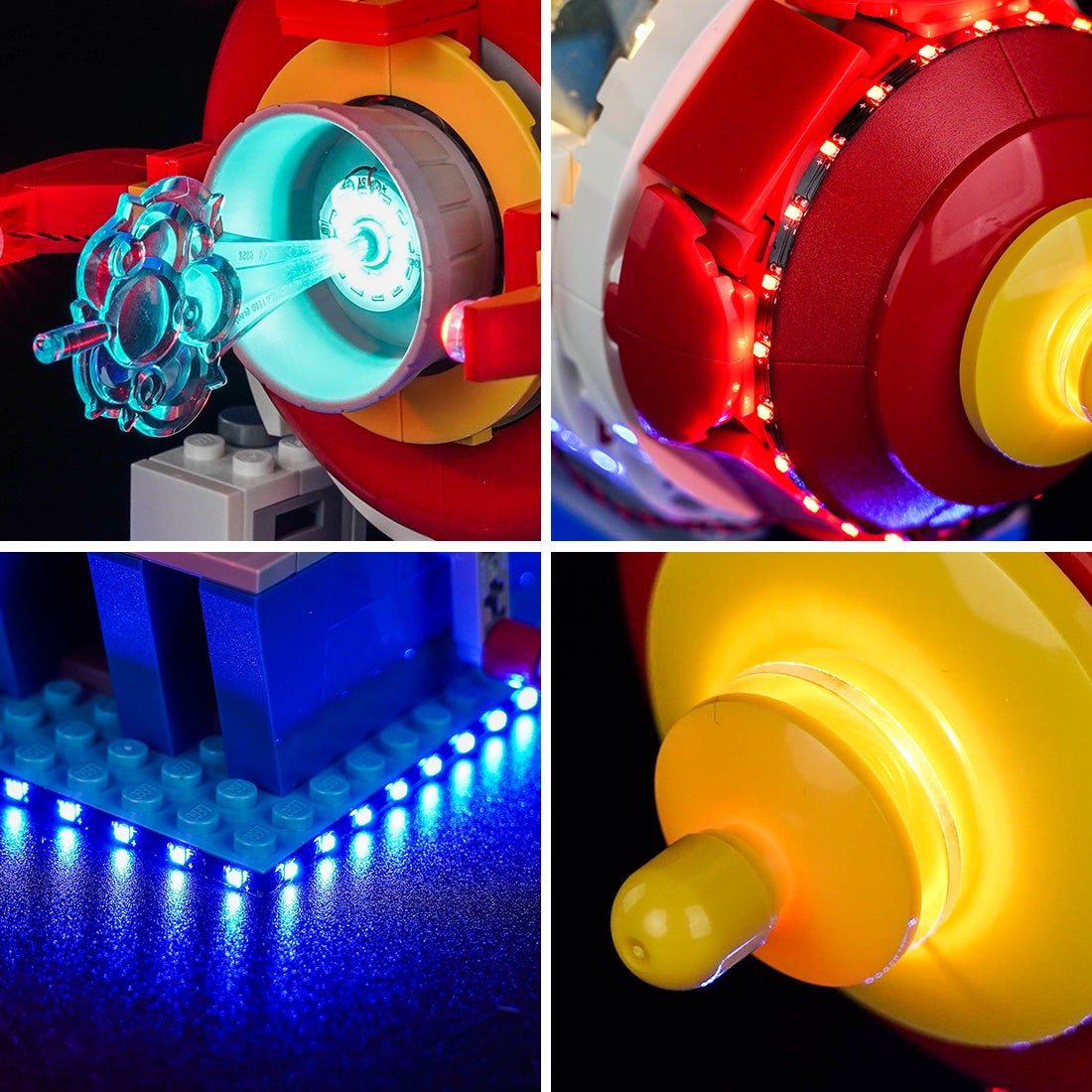 LEGO® Disney Toy Story Alien with Pizza Planet Rocket Ride #43307 LED kit powered on, with the display light kit