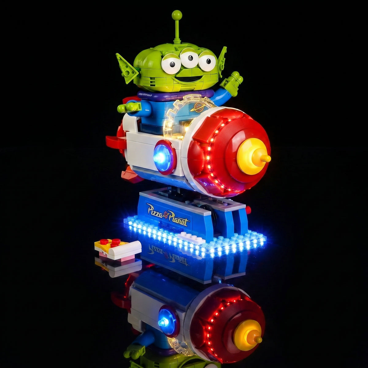 Bright My Bricks light kit for LEGO® Disney Toy Story Alien with Pizza Planet Rocket Ride #43307 — warm LED glow detail