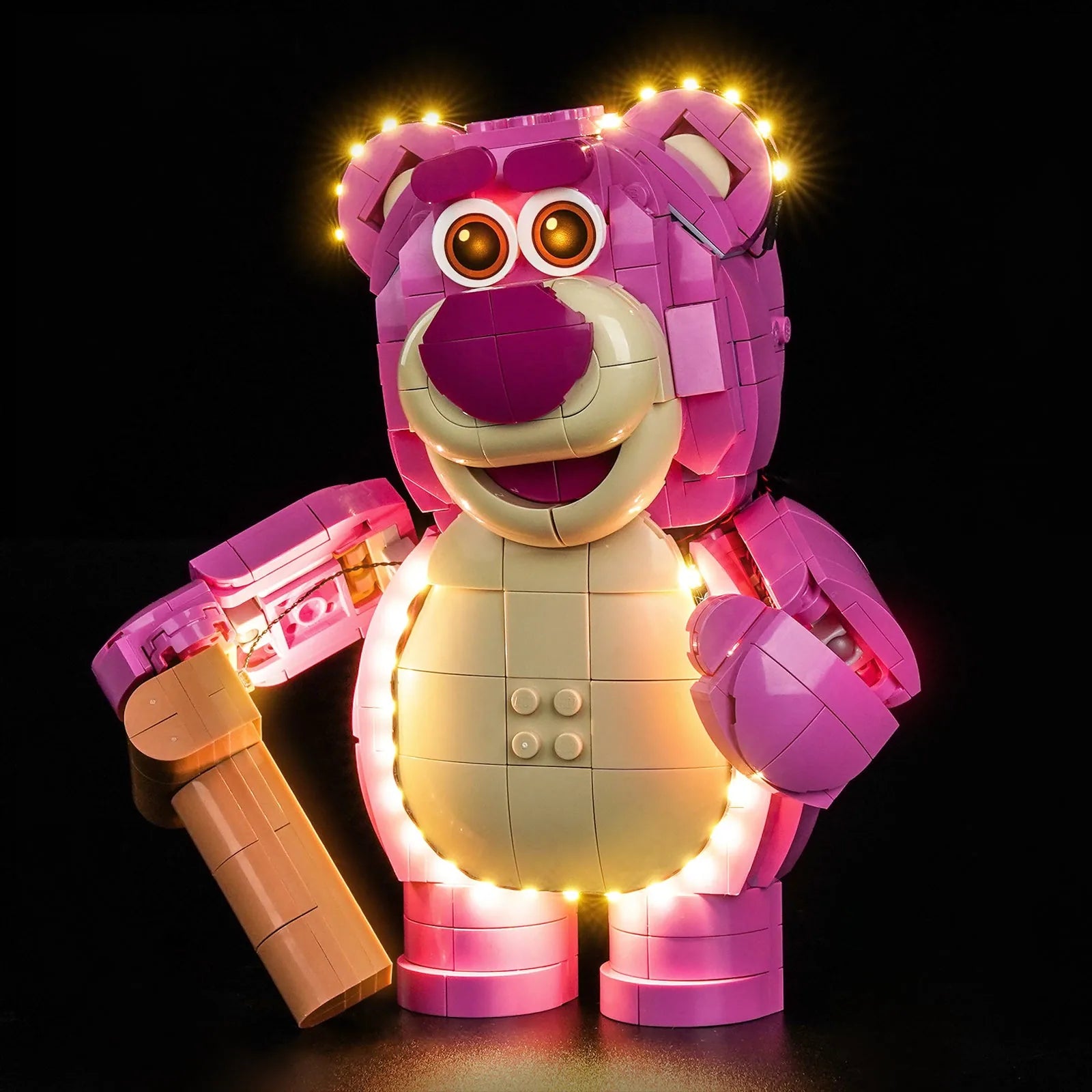 Close-up of LED lights on LEGO Disney Toy Story Lotso #43306