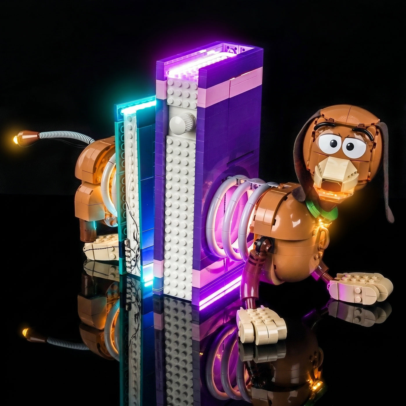 LED strips and bricks detail: Bright My Bricks light kit for LEGO® Disney Toy Story Slinky Dog Bookends #43301