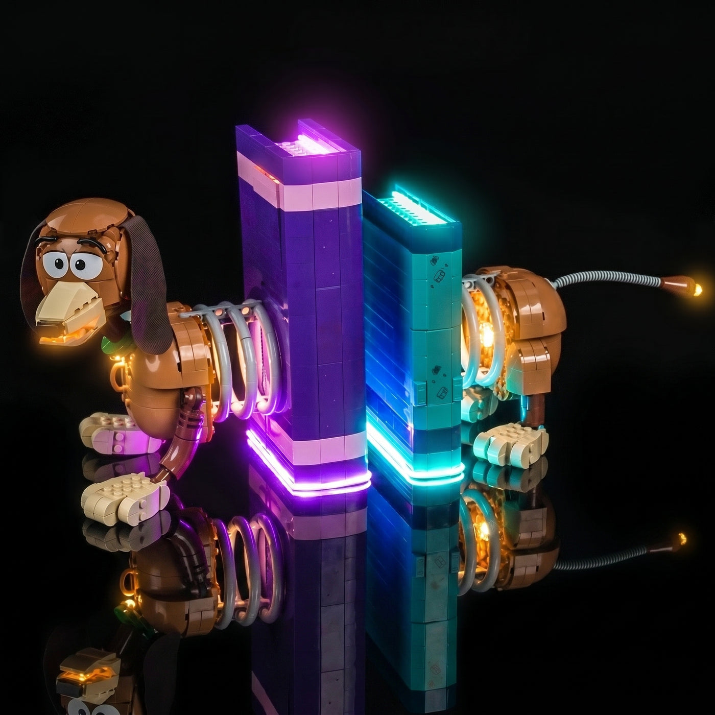 lighting effect on the build: Bright My Bricks LED lights for LEGO® Disney Toy Story Slinky Dog Bookends #43301
