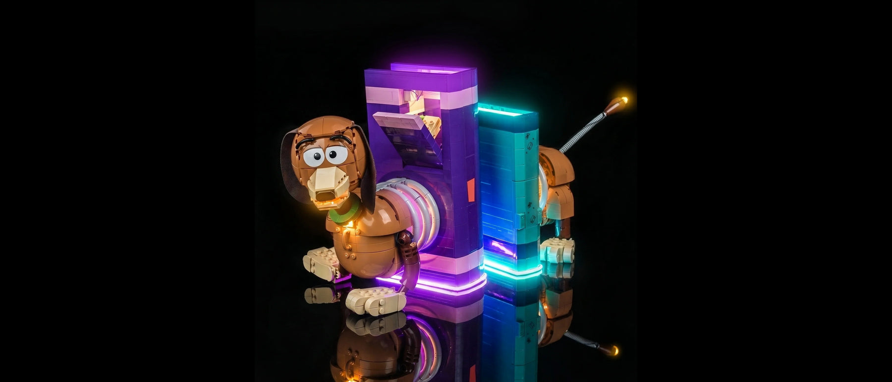 Light Kit for LEGO® Disney Toy Story Slinky Dog Bookends #43301 — lit with the LED light kit