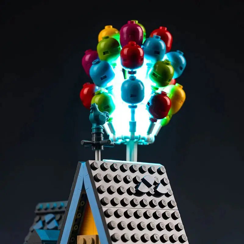 LEGO® Disney 'Up' House #43217 — front view fully lit (RGB LED light kit)
