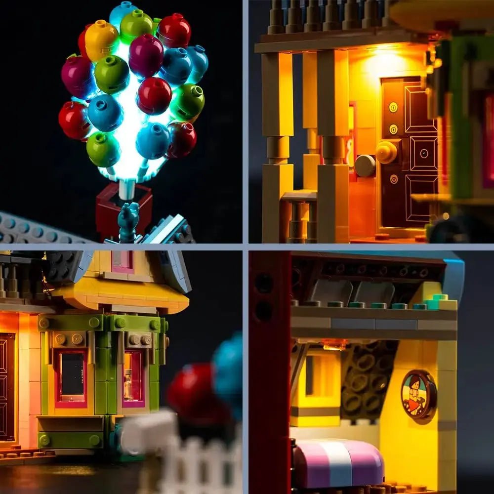 custom LED lighting for LEGO® Disney 'Up' House #43217, close-up of the LED lighting detail