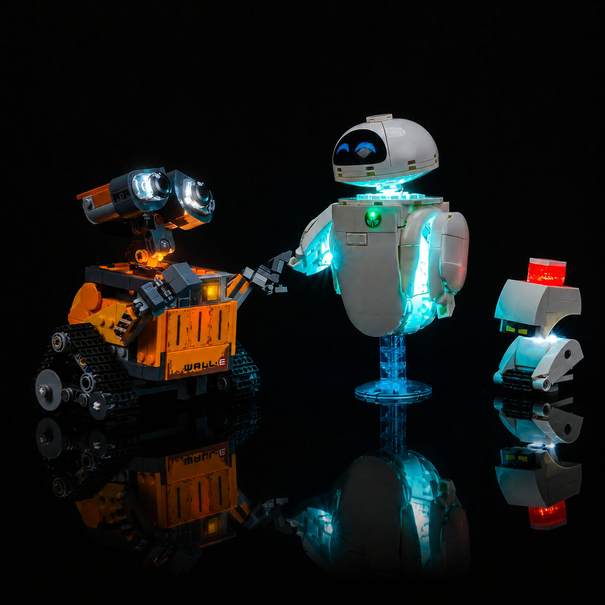 Bright My Bricks premium LED light kit for LEGO® Disney WALL-E and EVE #43279 — close-up of the LED lighting detail