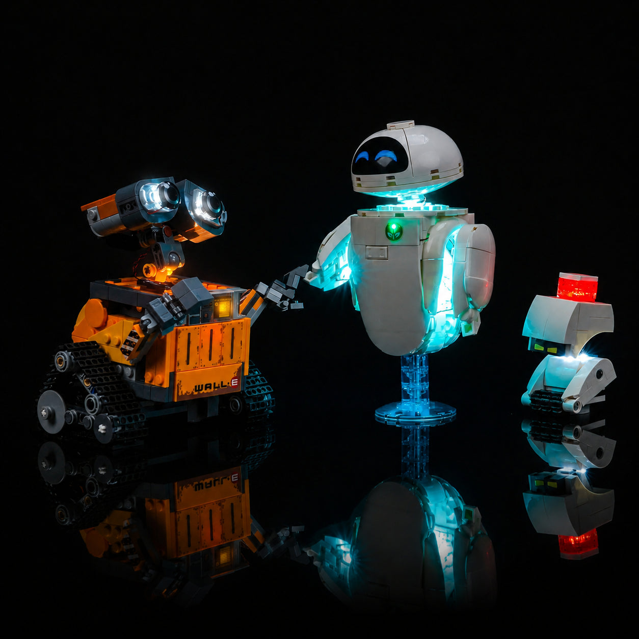 Bright My Bricks premium LED light kit for LEGO® Disney WALL-E and EVE #43279 — close-up of the LED lighting detail