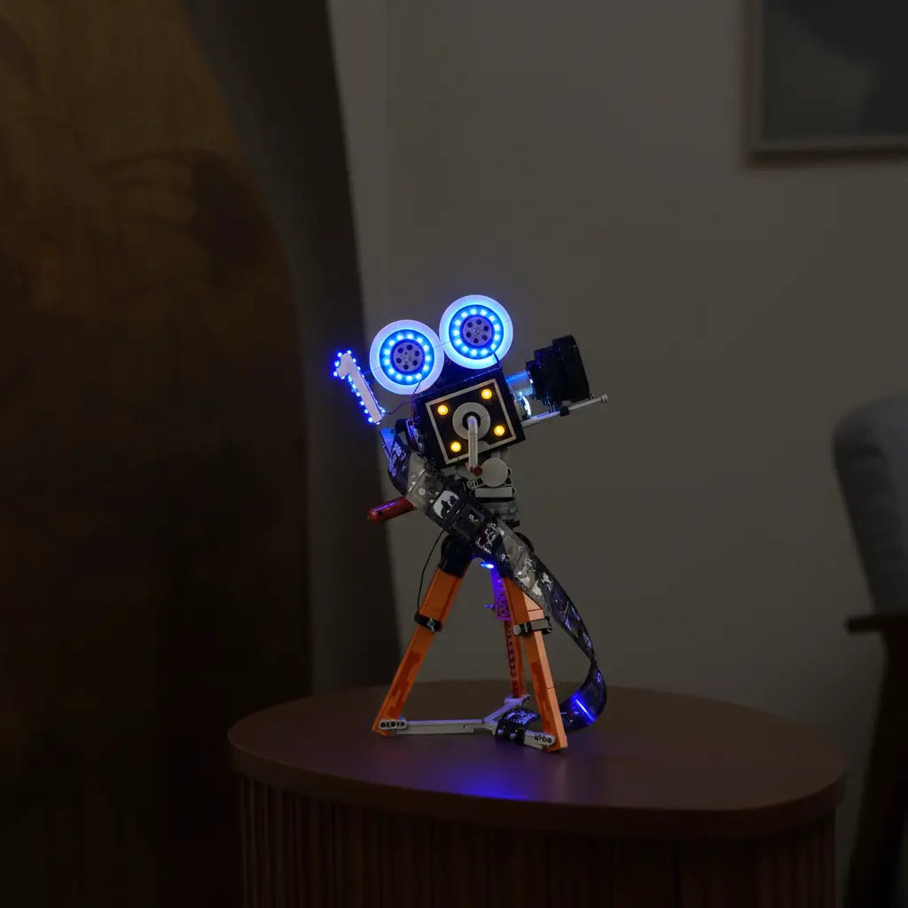 RGB LED light kit for LEGO® Disney Walt Disney Tribute Camera #43230, brightened interior detail