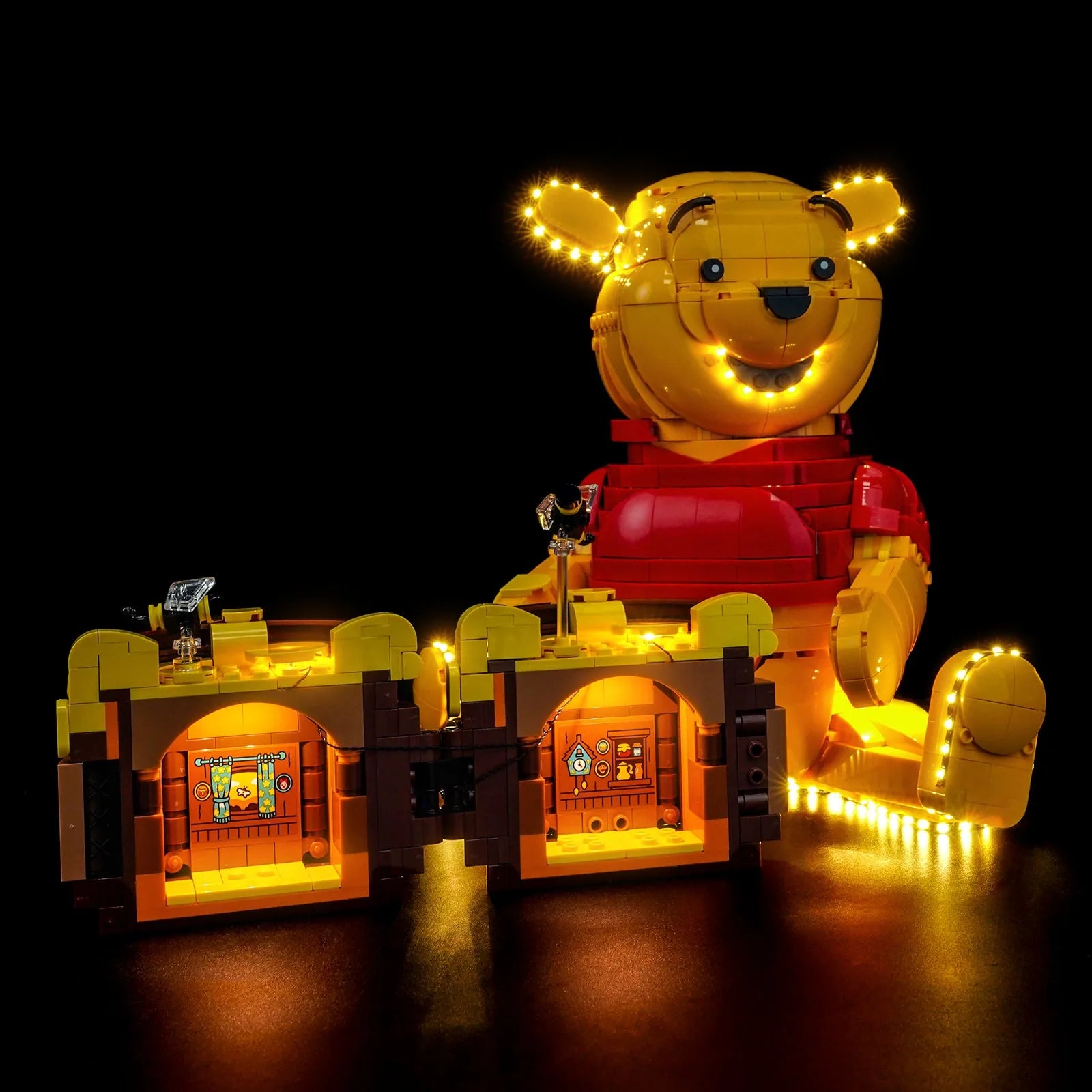 LEGO Disney Winnie the Pooh #43300 illuminated at night