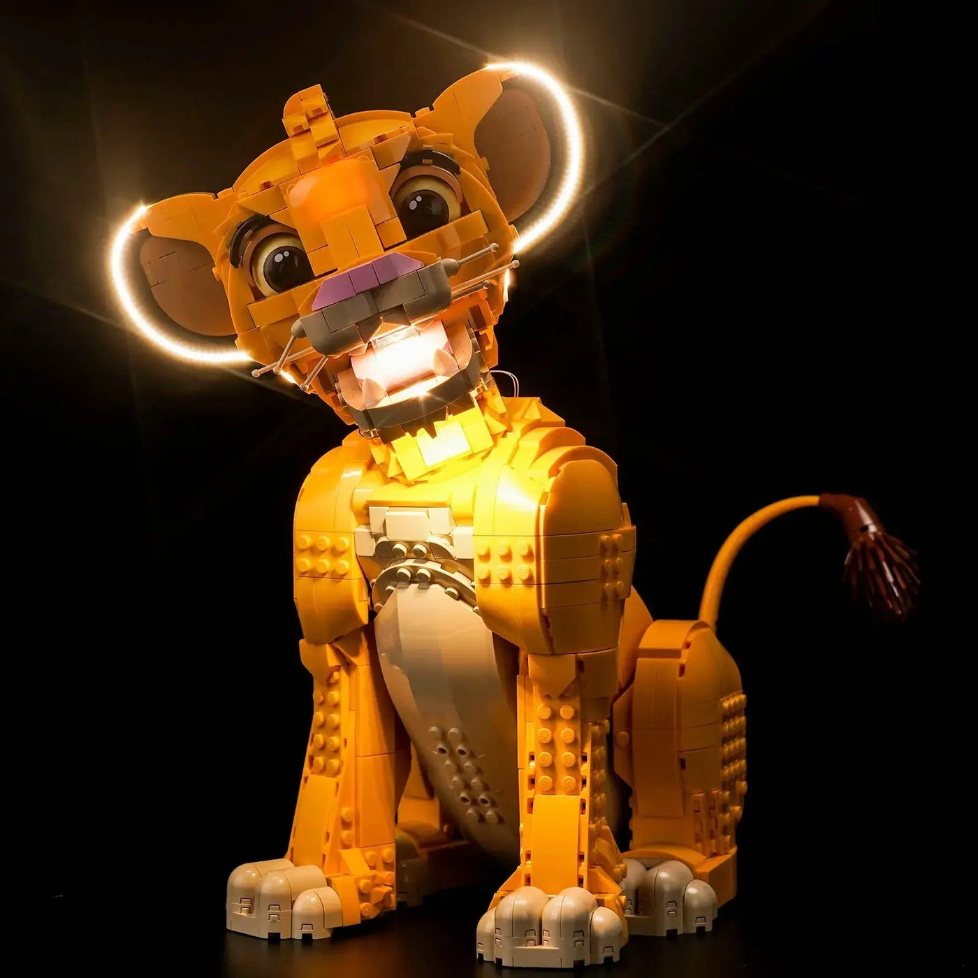 Bright My Bricks custom LED lighting for LEGO® Disney Young Simba the Lion King #43247 — installed and glowing