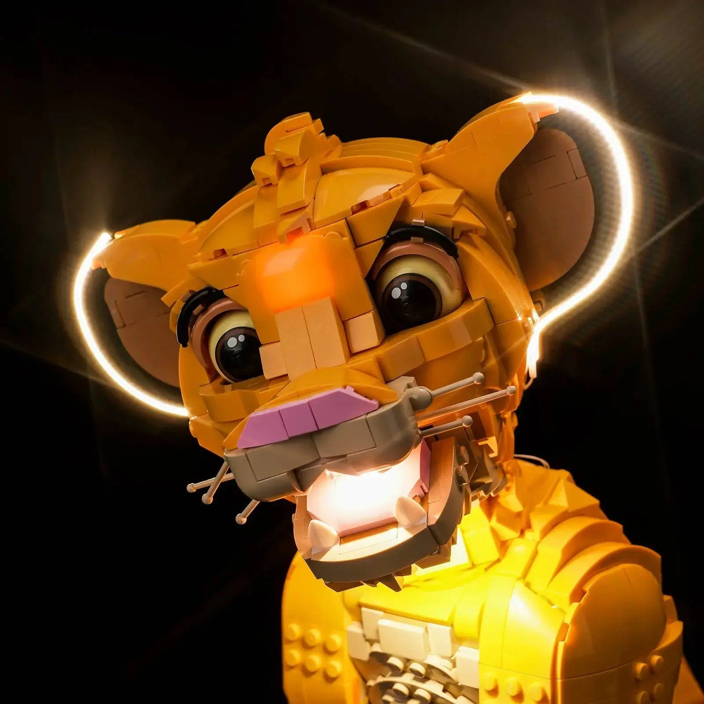 Bright My Bricks DIY LED light kit for LEGO® Disney Young Simba the Lion King #43247 — close-up of the LED lighting detail