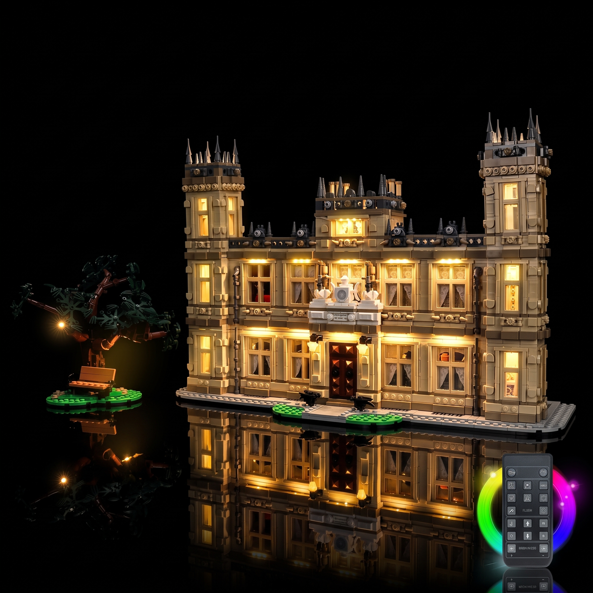 Lichtset für LEGO Ideas Downton Abbey 21373, beleuchtete Schlossansicht 11