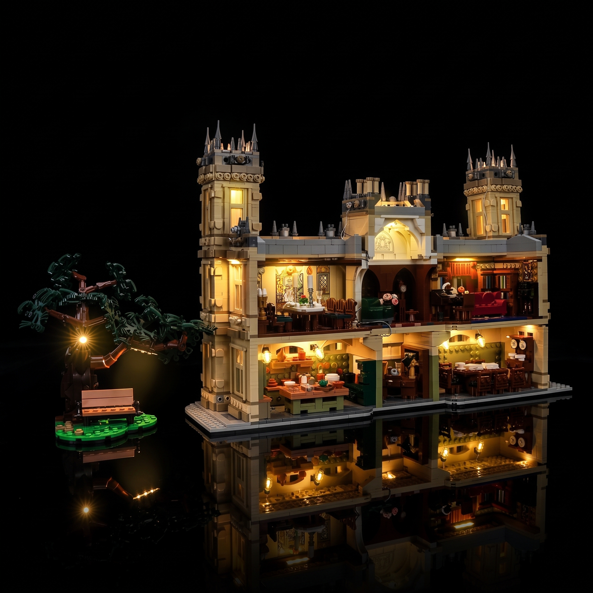 Lichtset für LEGO Ideas Downton Abbey 21373, beleuchtete Schlossansicht 7