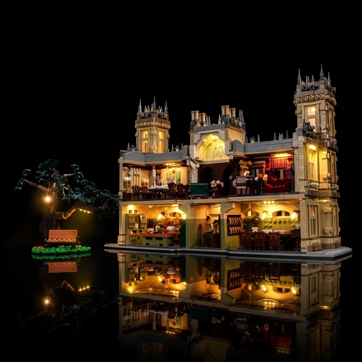 Lichtset für LEGO Ideas Downton Abbey 21373, beleuchtete Schlossansicht 9