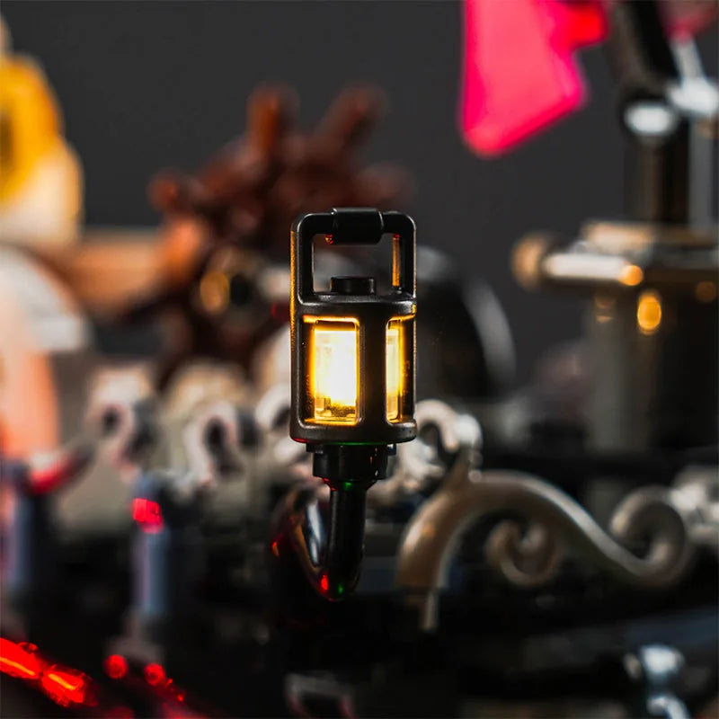 LED lighting kit for LEGO® DREAMZzz Nightmare Shark Ship #71469, before-and-after lighting