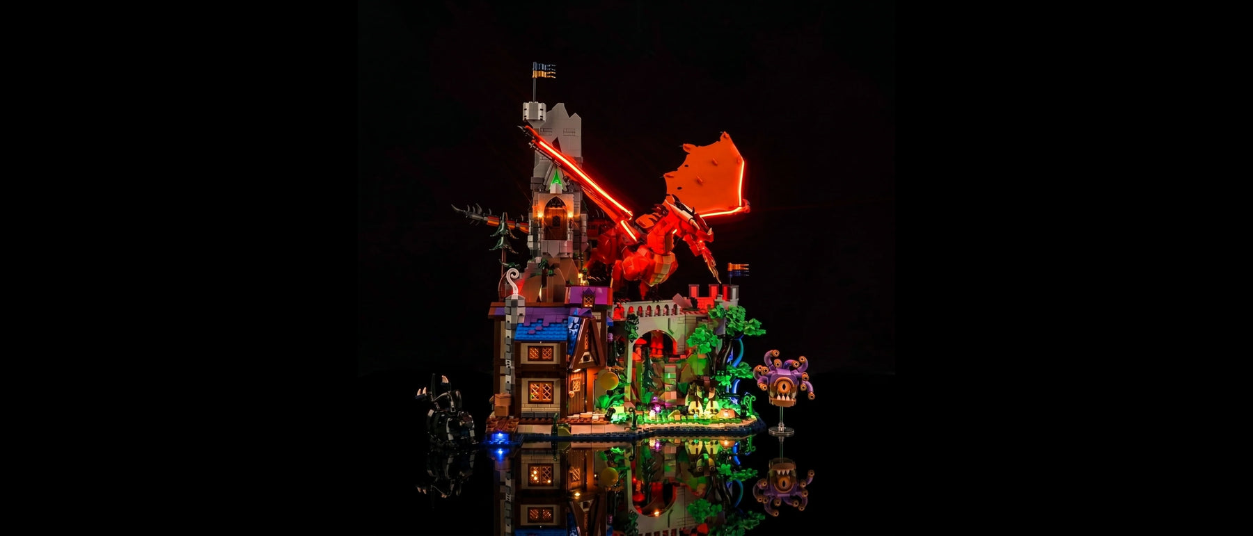 LED-Beleuchtungsset für LEGO® Dungeons & Dragons: Die Sage vom Roten Drachen #21348 — lit with the LED light kit