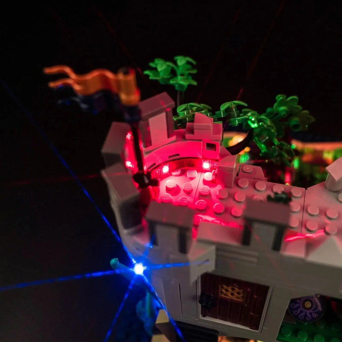 premium LED light kit for LEGO® Dungeons & Dragons: Red Dragon's Tale #21348, side angle with lights on