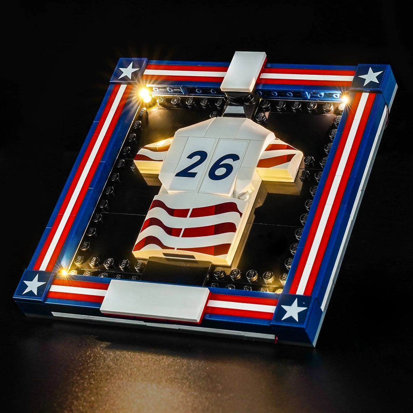 brightened interior detail: Bright My Bricks LED lights for LEGO® Editions 2026 U.S. Soccer National Team Jersey #43033
