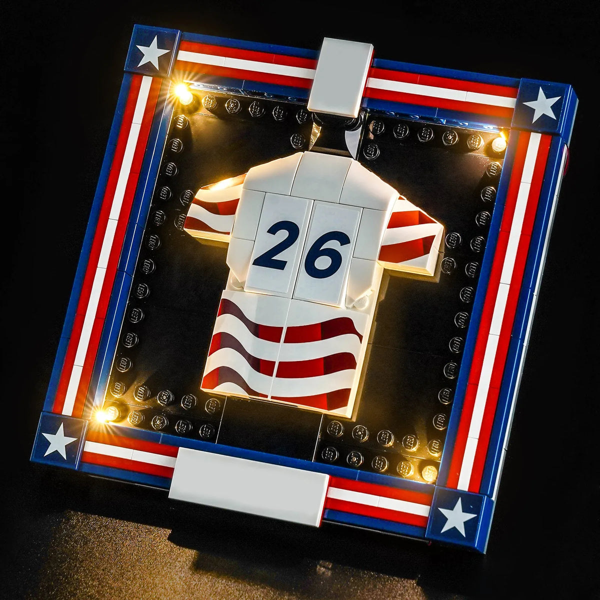 LEGO® Editions 2026 U.S. Soccer National Team Jersey #43033 — night-mode display glow (premium LED light kit)
