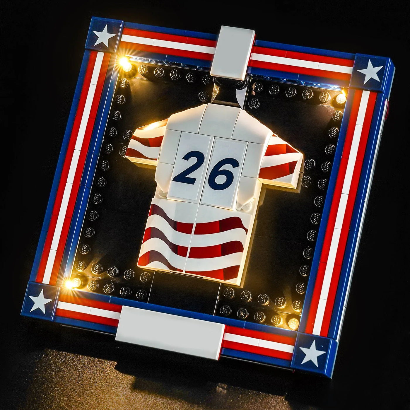 LEGO® Editions 2026 U.S. Soccer National Team Jersey #43033 — night-mode display glow (premium LED light kit)