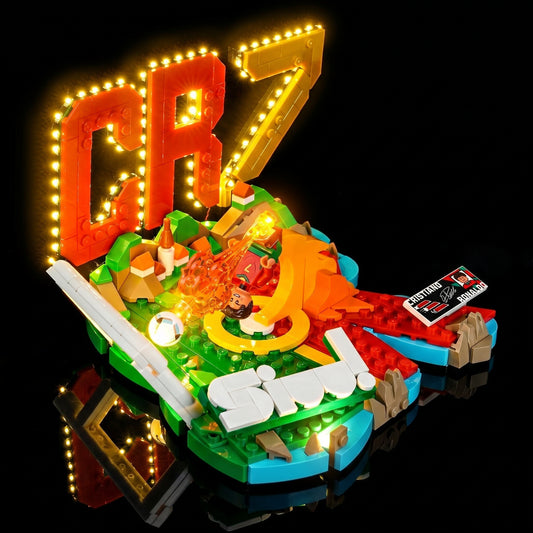 RGB LED light kit for LEGO® Editions Cristiano Ronaldo #43012, fully illuminated on display