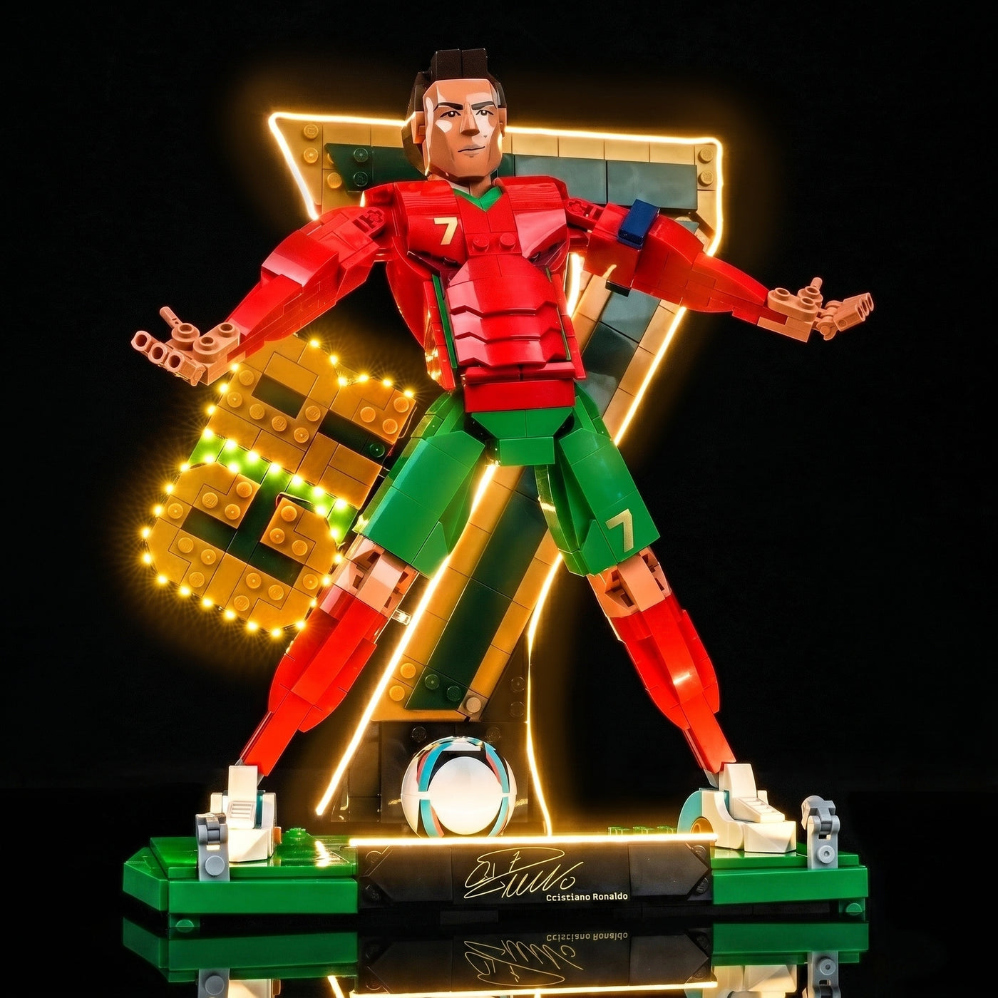 night-mode display glow: Bright My Bricks USB-powered LED light kit for LEGO® Editions Cristiano Ronaldo #43016