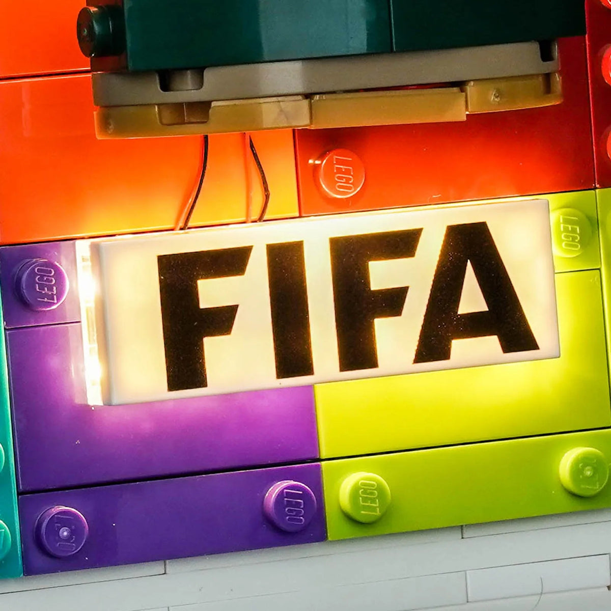 LEGO® Editions FIFA World Cup 2026 Official Emblem #43032 — brightened interior detail (LED light kit)
