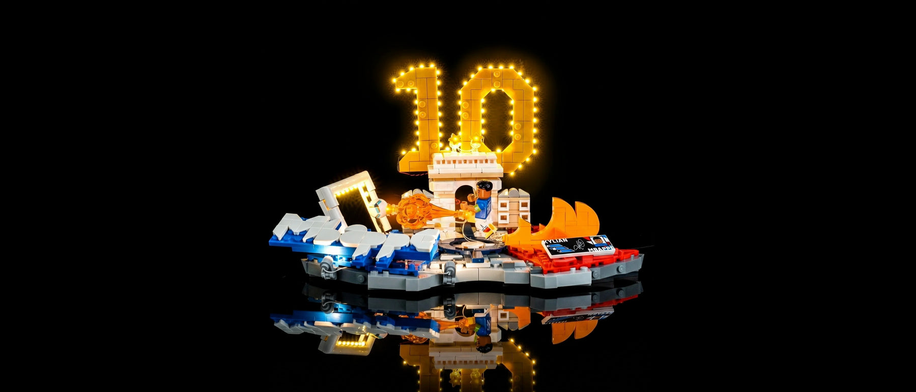 LED-Beleuchtungsset für LEGO® Kylian Mbappé – Fußball-Highlights #43013 — lit with the LED light kit