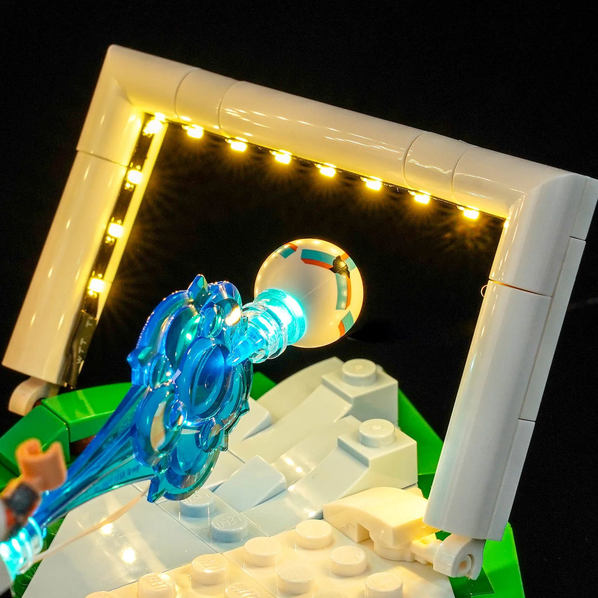 front view fully lit: Bright My Bricks LED light kit for LEGO® Editions Lionel Messi #43011