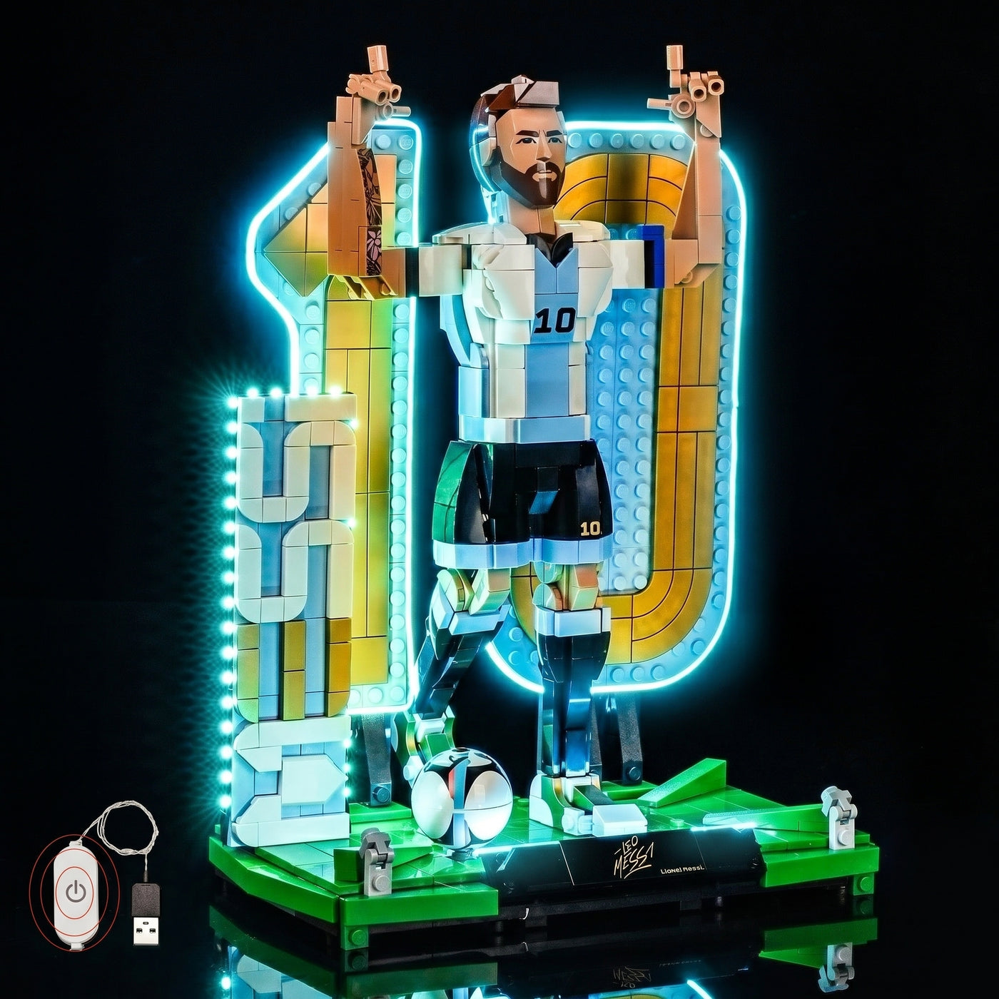 Bright My Bricks LED lighting kit for LEGO® Editions Lionel Messi #43015 — LED kit powered on