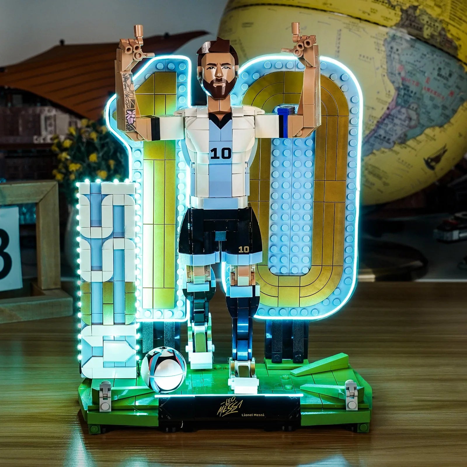 LEGO® Editions Lionel Messi #43015 — brightened interior detail (premium LED light kit)