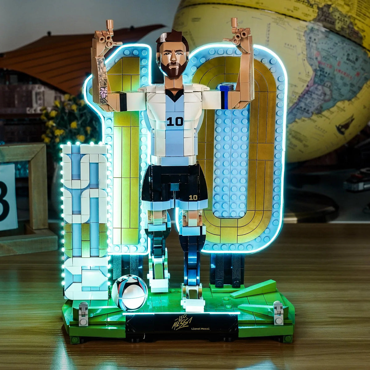 LEGO® Editions Lionel Messi #43015 — brightened interior detail (premium LED light kit)