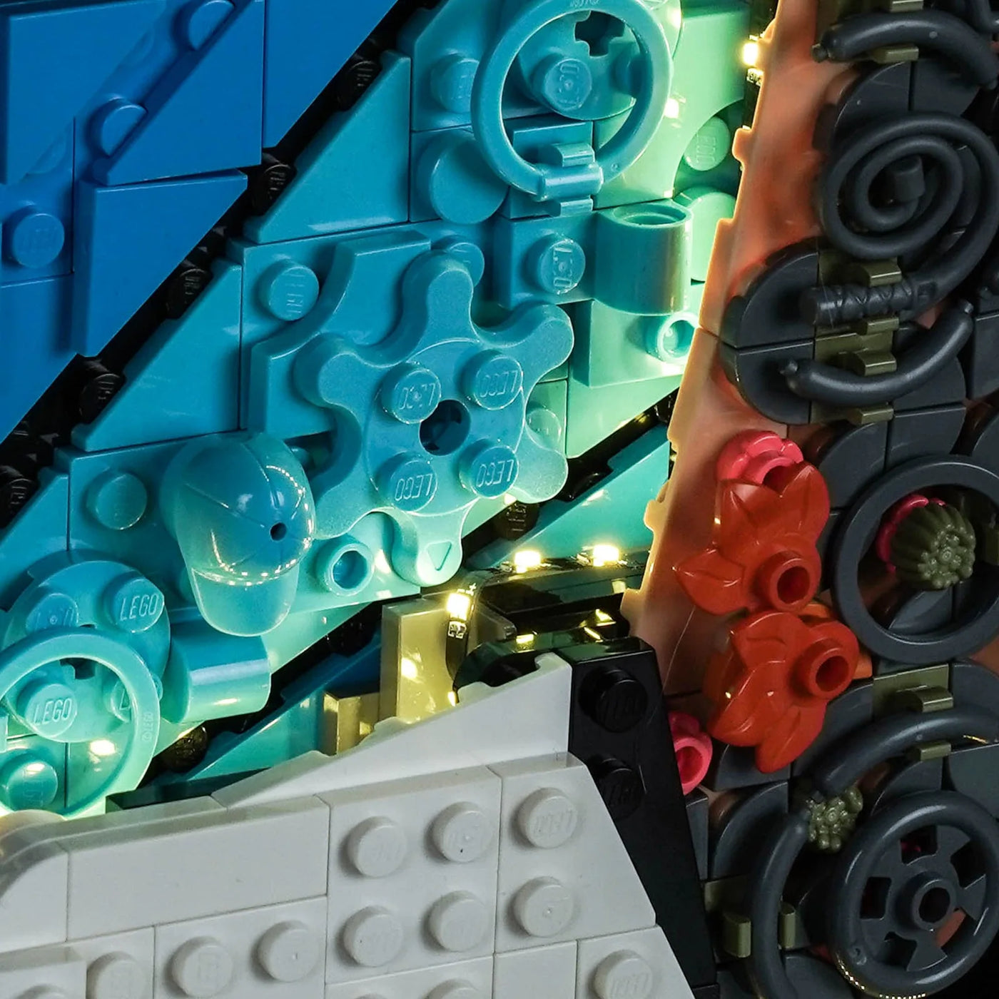 display light kit for LEGO® Editions Lionel Messi #43018, fully illuminated on display