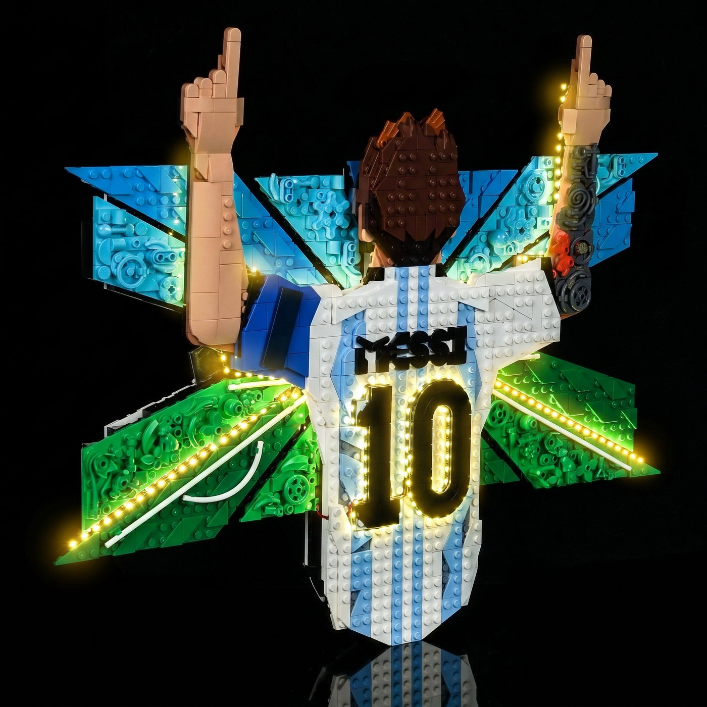 LEGO® Editions Lionel Messi #43018 — close-up of the LED lighting detail (DIY LED light kit)