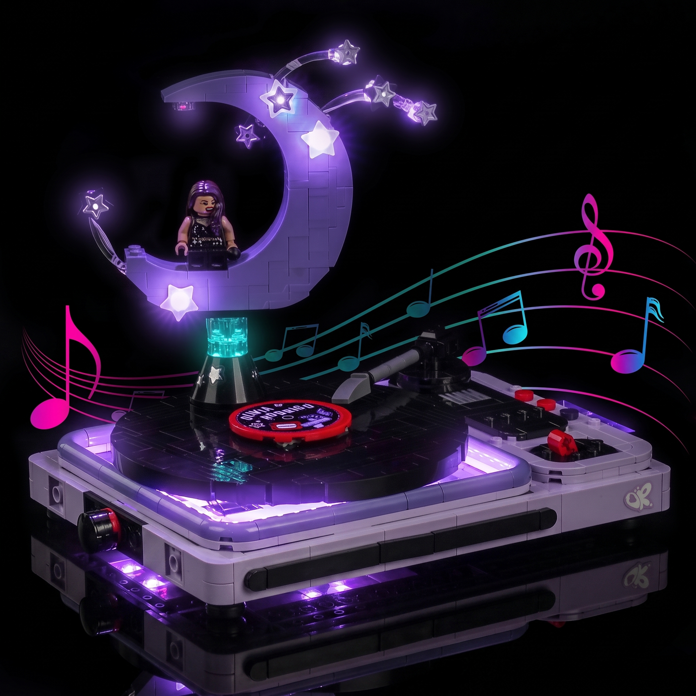 LED kit powered on: Bright My Bricks LED lighting kit for LEGO® Editions Olivia Rodrigo's Concert Moon #43029