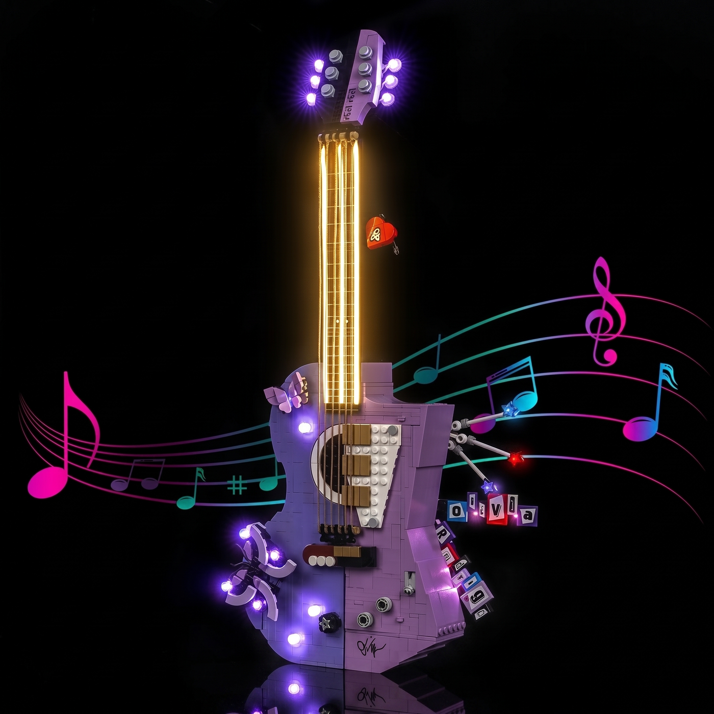 LED lights for LEGO® Editions Olivia Rodrigo's Dual Guitar #43031, brightened interior detail