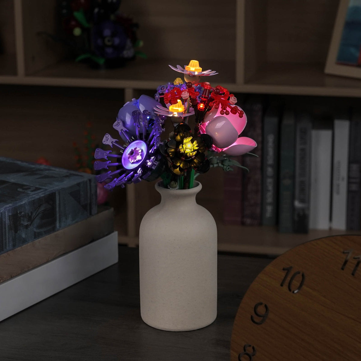 Bright My Bricks LED light kit for LEGO® Editions Olivia Rodrigo's Flower Bouquet #11507 — fully illuminated on display