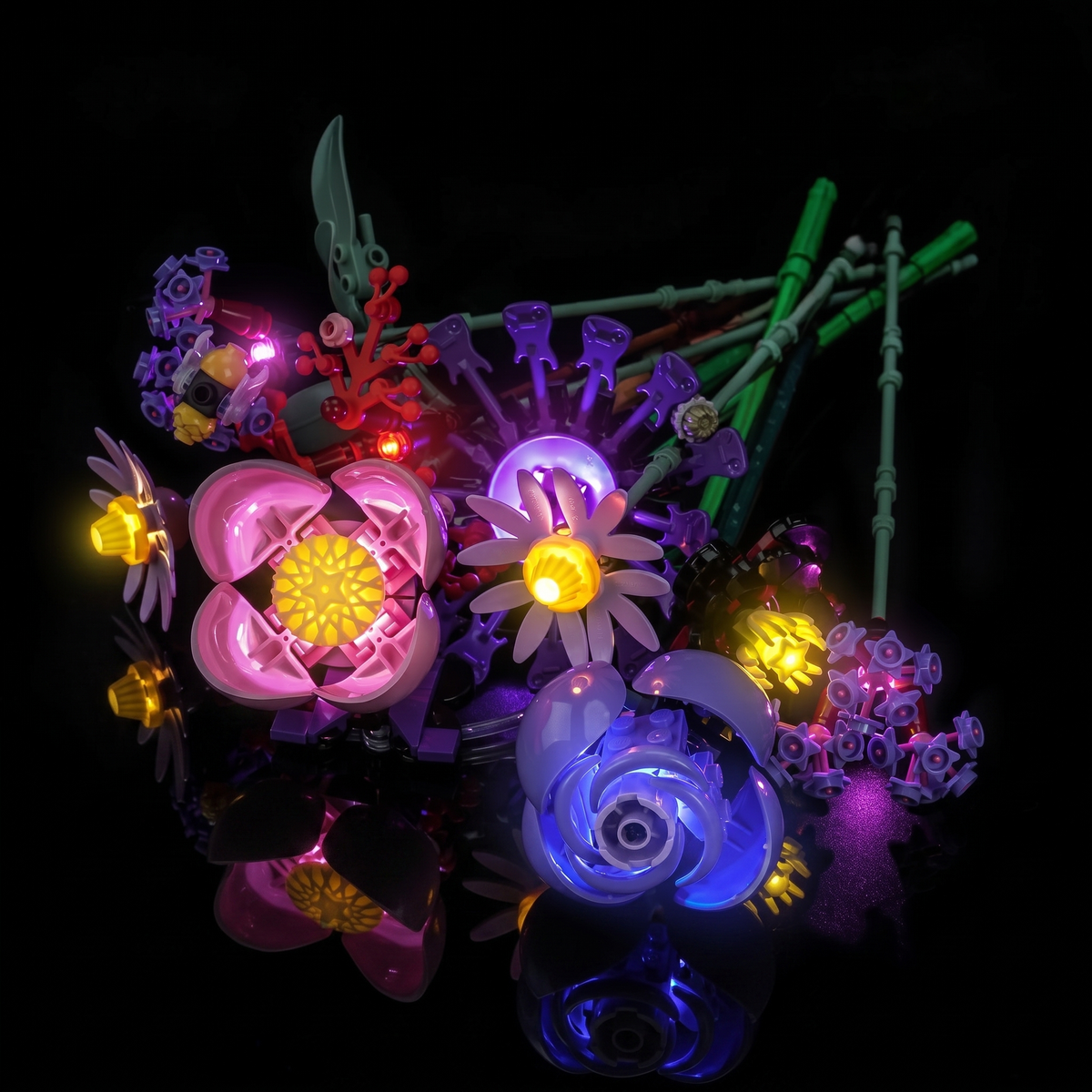 Bright My Bricks LED light kit for LEGO® Editions Olivia Rodrigo's Flower Bouquet #11507 — ambient LED glow across the build