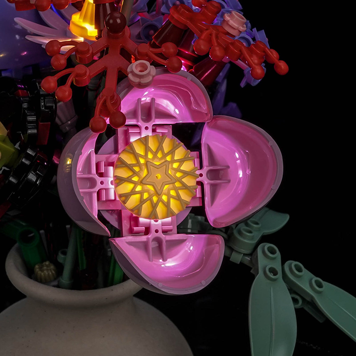 Bright My Bricks LED light kit for LEGO® Editions Olivia Rodrigo's Flower Bouquet #11507 — installed and glowing