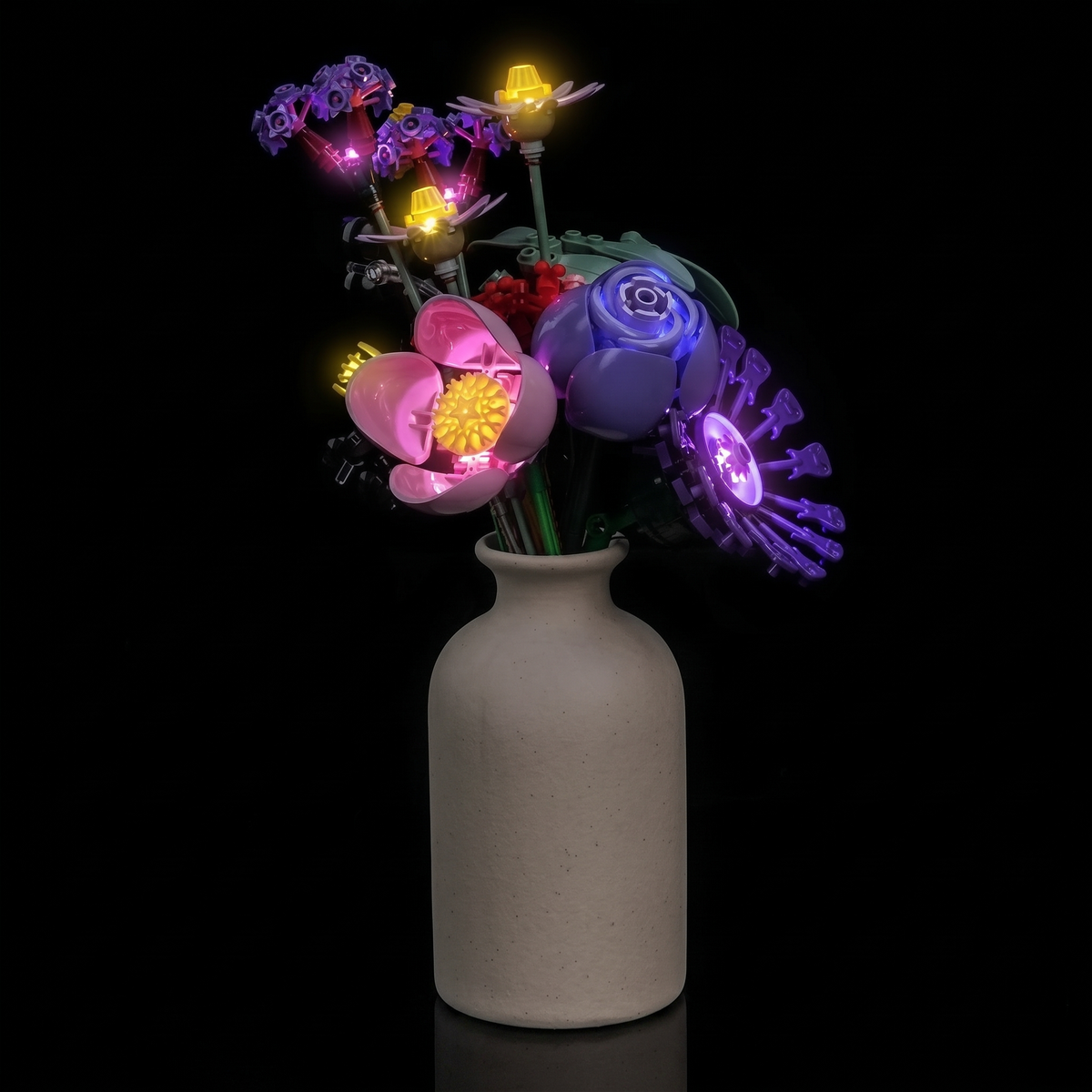 light kit for LEGO® Editions Olivia Rodrigo's Flower Bouquet #11507, illuminated at night