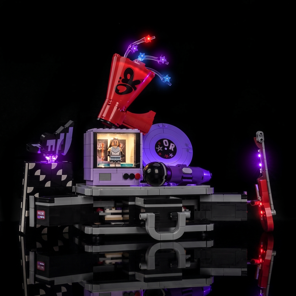 light kit for LEGO® Editions Olivia Rodrigo's Secret Storage #43030, illuminated at night