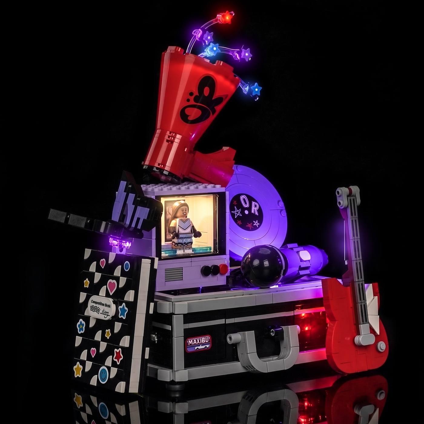 LED kit powered on: Bright My Bricks LED lighting kit for LEGO® Editions Olivia Rodrigo's Secret Storage #43030